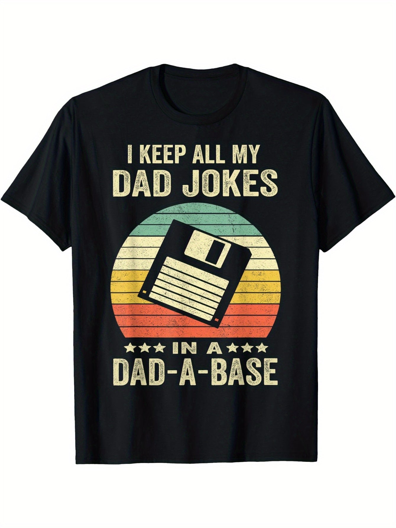 Vintage Dad Joke T-Shirt (Retro Floppy Disk Design) – Black Short-Sleeve Crew Neck Summer Essential, Fun Graphic Tee, Relaxed Fit | Humorous Dad T-Shirt | Perfect for All Occasions