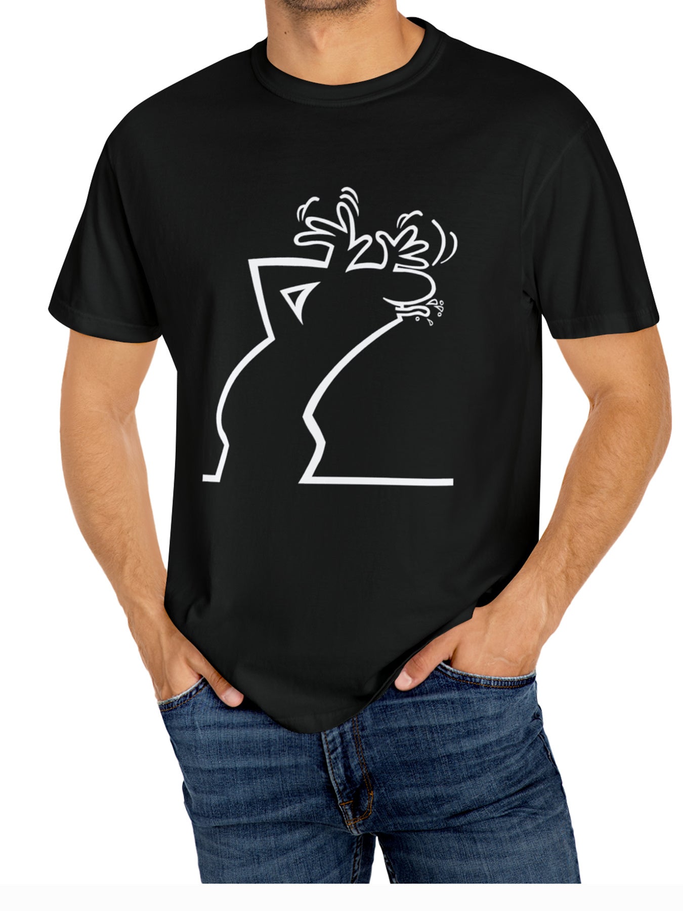 Whimsical Minimalist T-Shirt (Funny Abstract Design) – Black Short-Sleeve Crew Neck Summer Essential, Cool and Comfortable Fit | Playful Graphic T-Shirt | Casual Style for Every Occasion