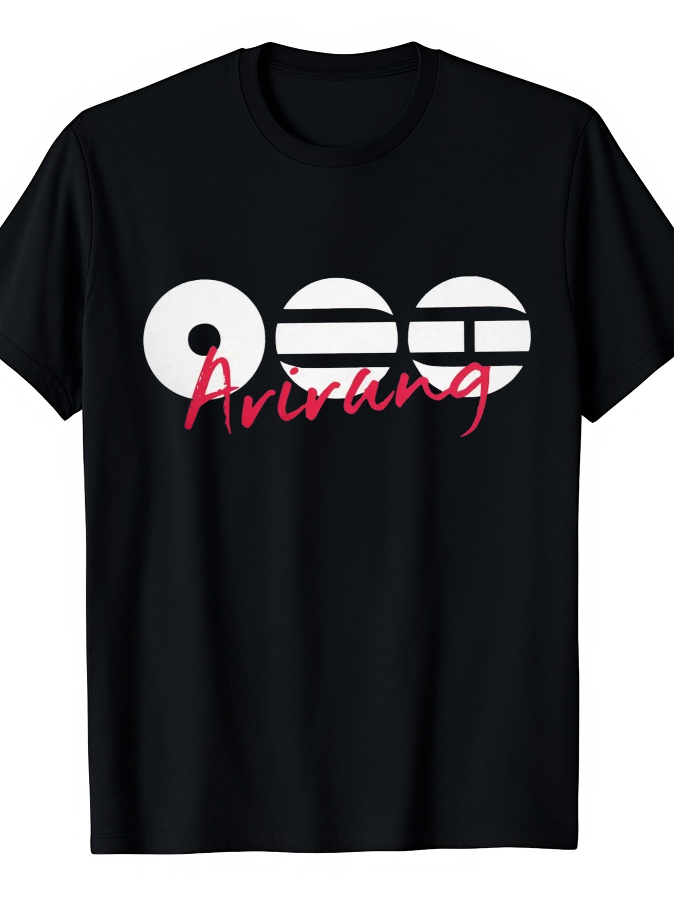 Unisex Casual Graphic T-Shirt (Bold White Symbols and Vibrant Script) – Black Short-Sleeve Crew Neck Trendy Style, Everyday Essential, Relaxed Fit | Artistic Statement T-Shirt | Soft and Comfortable Wear