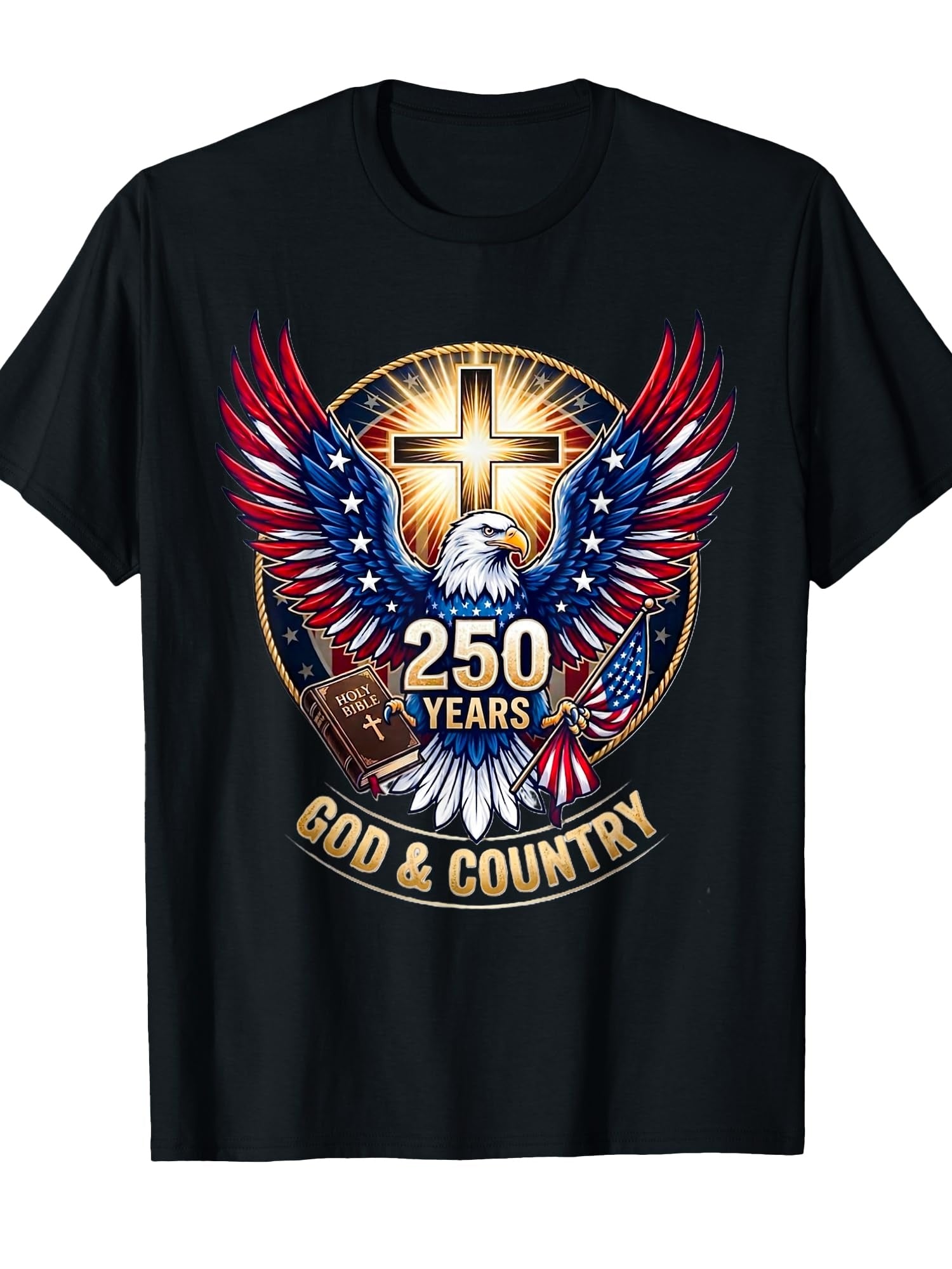 One Nation Under God America 250 Years USA Eagle Christian T-Shirt