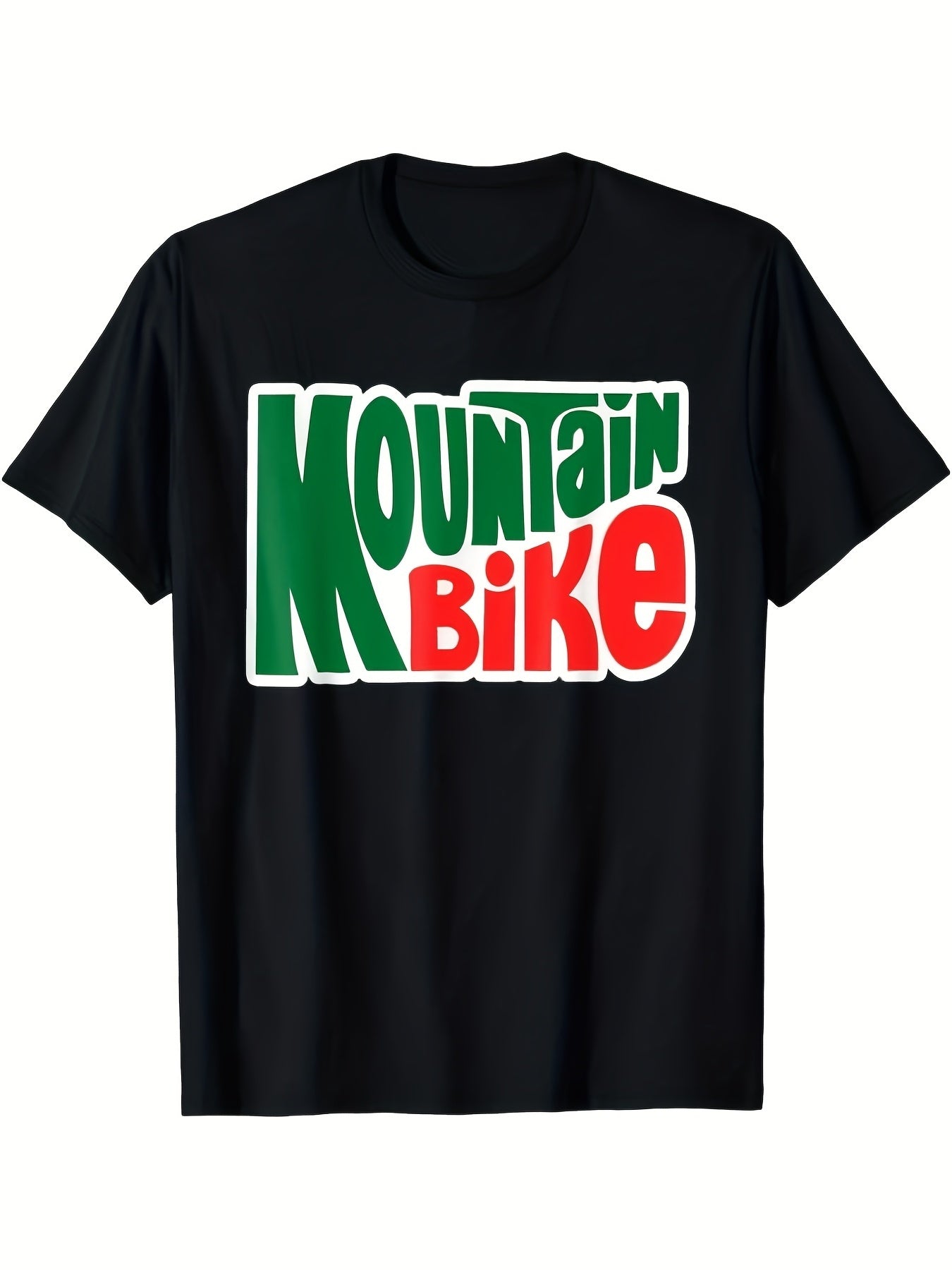 Bold Statement Mountain Bike T-Shirt – Vibrant Colorful Typography on Black Short-Sleeve Crew Neck for Summer Adventures, Casual Essential, Comfortable Relaxed Fit | Mountain Bike Passion T-Shirt | Perfect for Outdoor Enthusiasts.