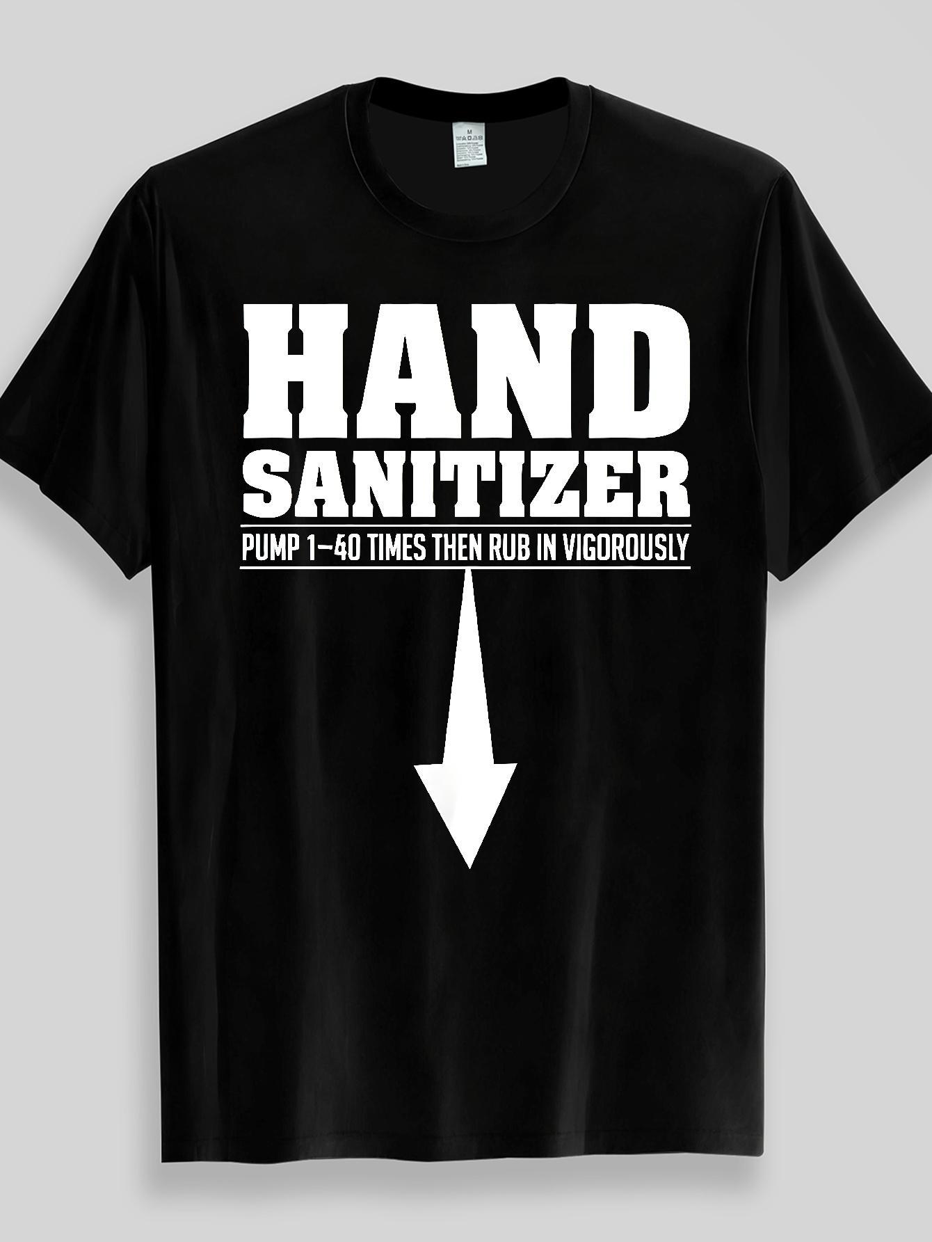 Bold Statement Unisex T-Shirt (Hand Sanitizer Instructions) – Black Short-Sleeve Crew Neck Essential, Casual Style, Relaxed Fit | Hygiene Awareness T-Shirt | Practical and Comfortable Wear for Everyday Use.