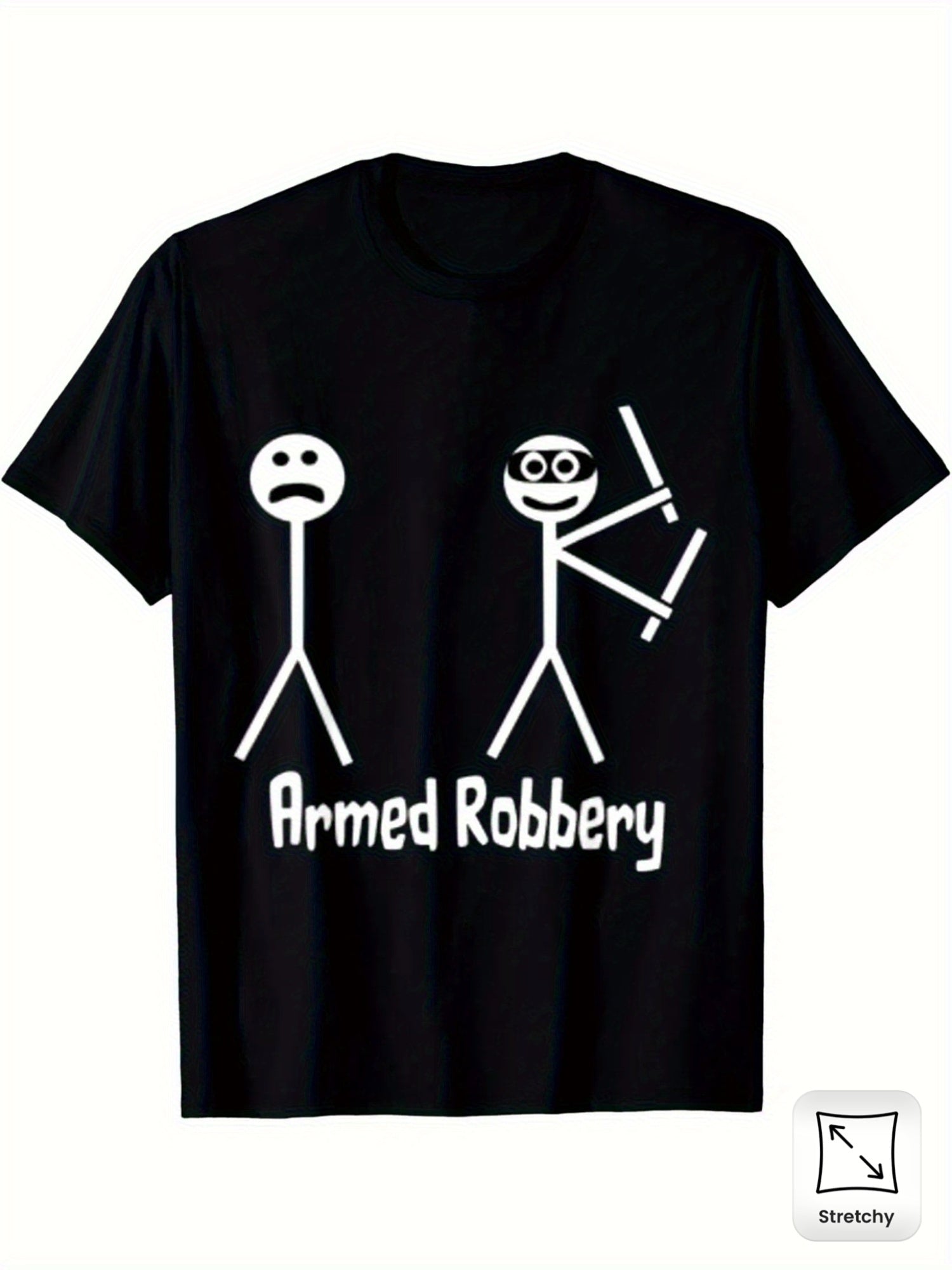 Unisex Casual Graphic T-Shirt (Humorous Stick Figure Design) – Black Short-Sleeve Crew Neck Summer Style, Fun Essential, Relaxed Fit | Unique Statement T-Shirt | Comfortable Fit