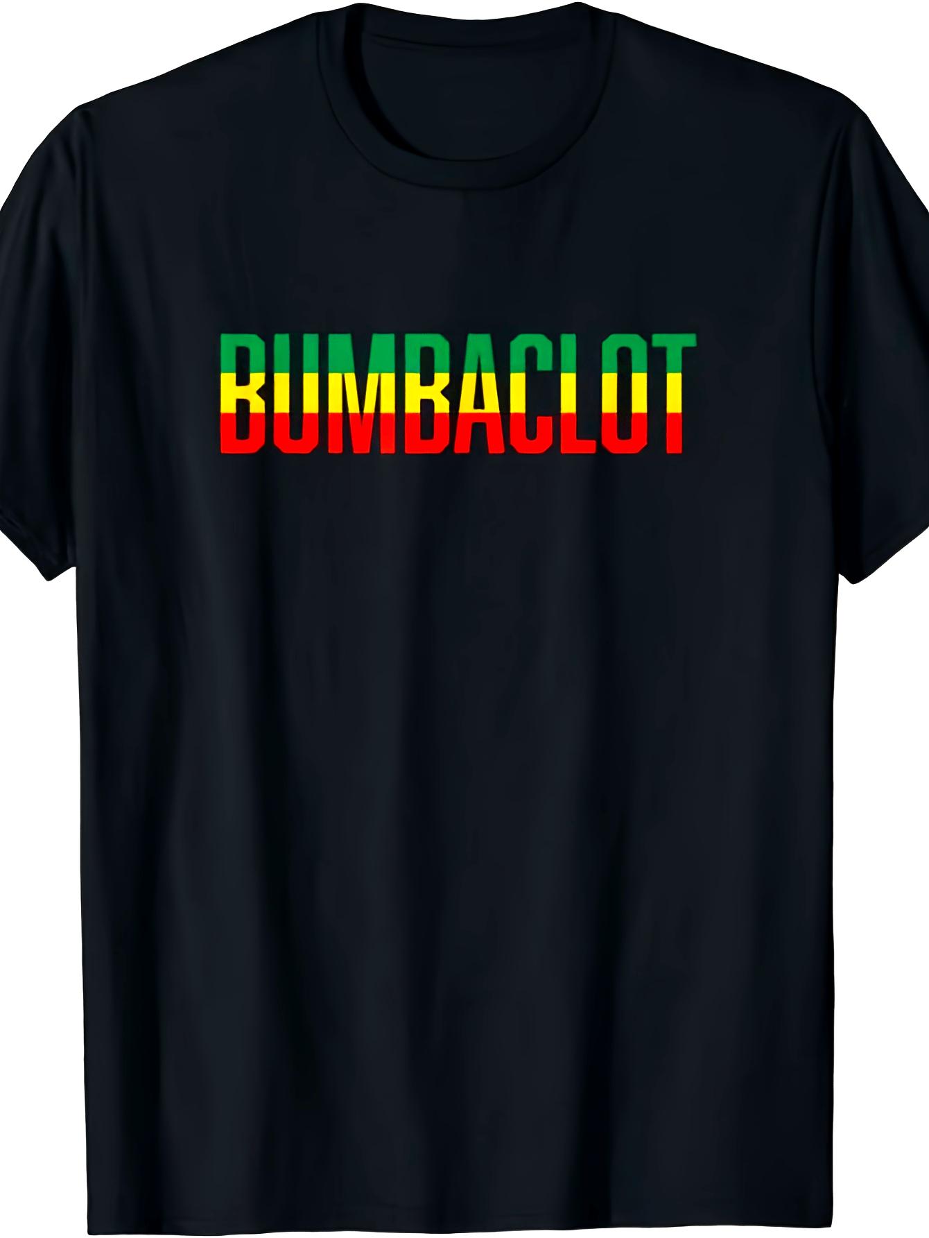 Unisex Vibrant Bumbaclot Graphic T-Shirt – Black Short-Sleeve Crew Neck Summer Style, Casual Essential, Relaxed Fit | Colorful Print T-Shirt | Comfortable Everyday Wear