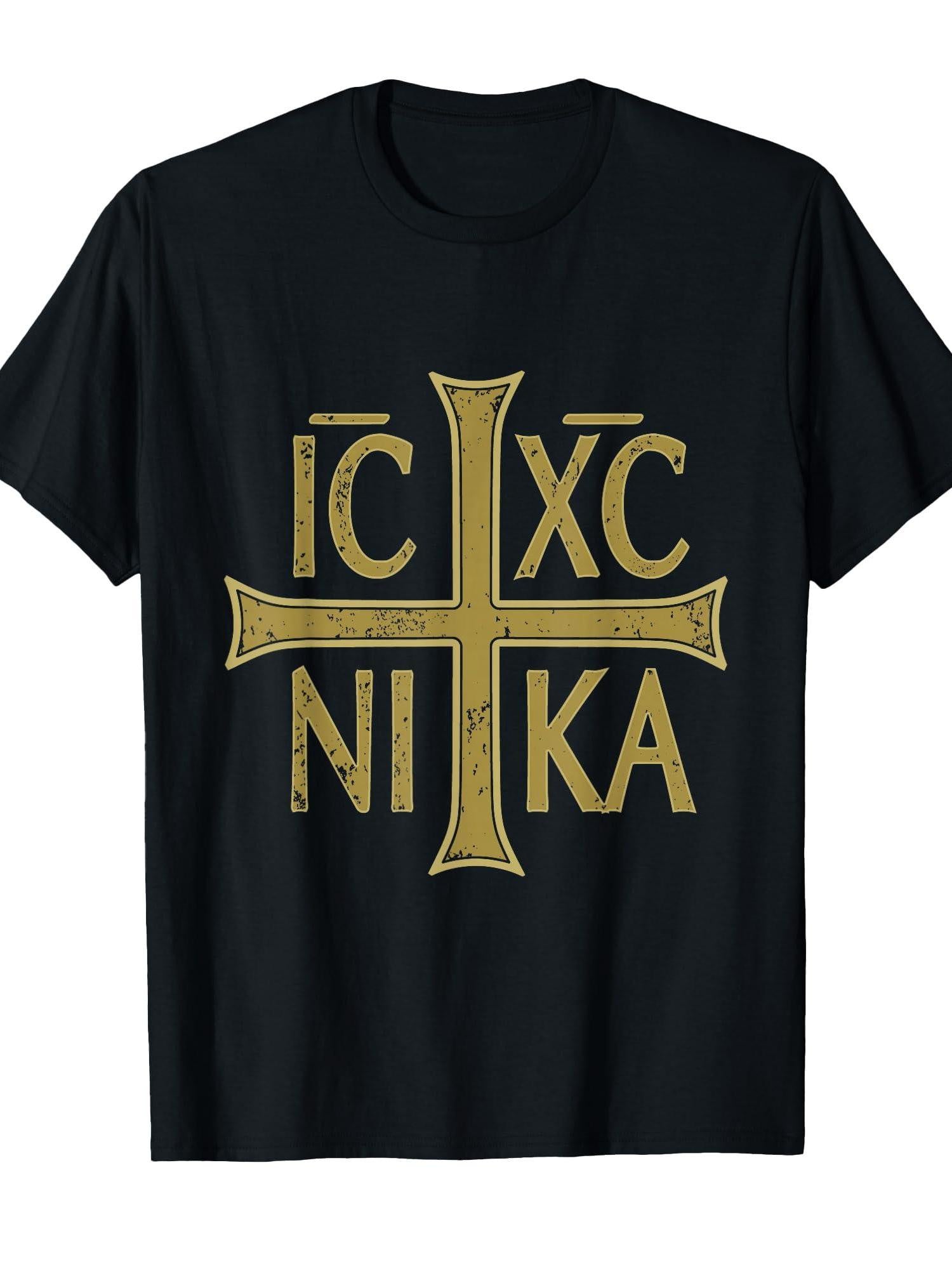 Unisex Casual Graphic T-Shirt (Bold Gold Cross Print) – Black Short-Sleeve Crew Neck Everyday Style, Versatile Essential, Relaxed Fit | Faith-Inspired T-Shirt | Comfortable All-Day Wear