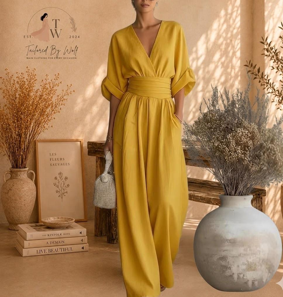 Women's Cotton Blend Button Collar Long Sleeve Maxi Dress | Elegant Dress