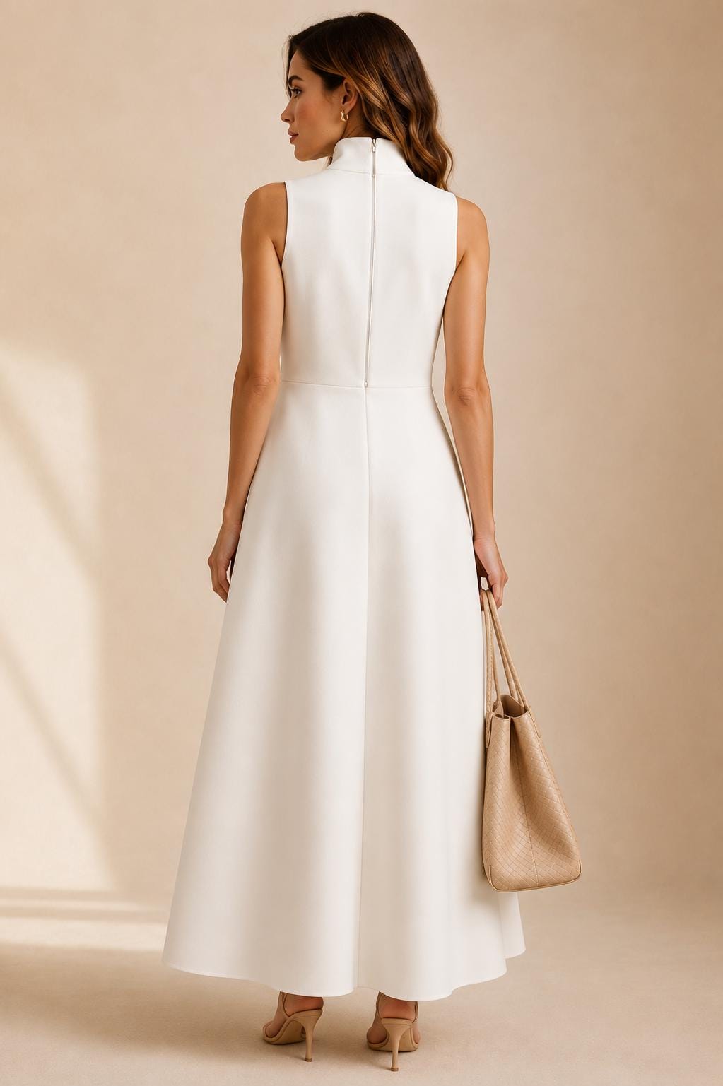 Elegant High Neck Maxi Dress Sleeveless A-Line Bohemian Spring Summer Outfit