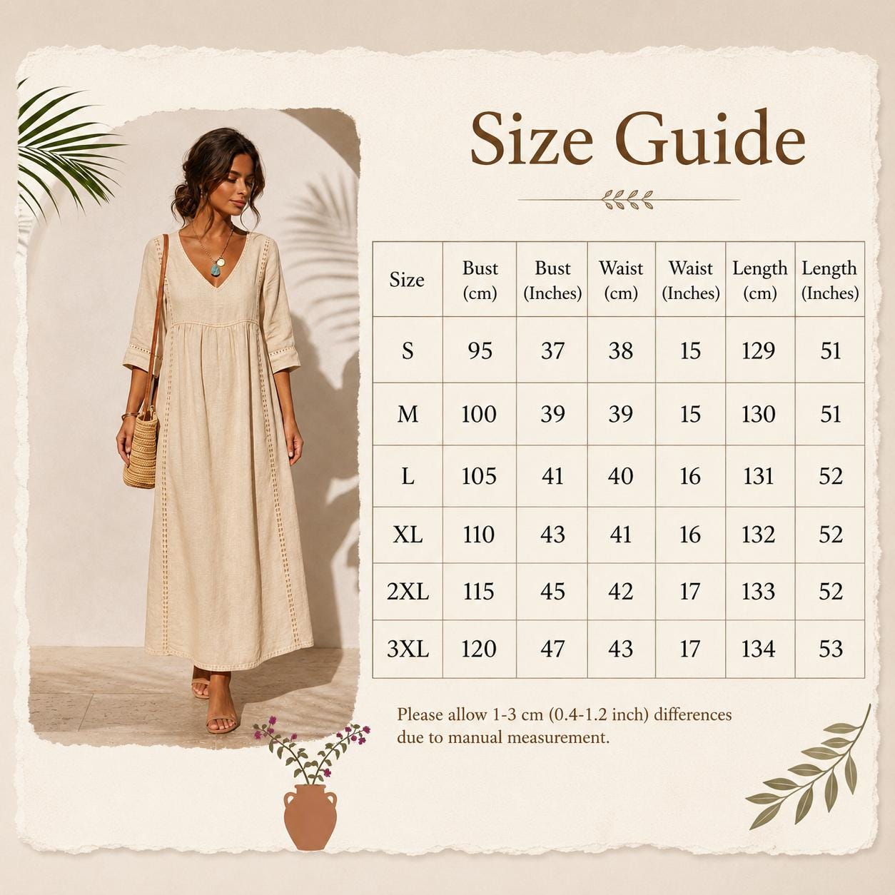 Long Cotton Linen Dress, Bohemian Summer Dress, V-Neck Lace Maxi Dress, Flowy Vacation Dress, Beach Resort Dress, maxi dress midi dress
